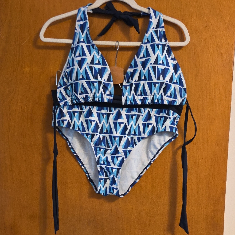 Stylish Blue Geometric Bikini Set